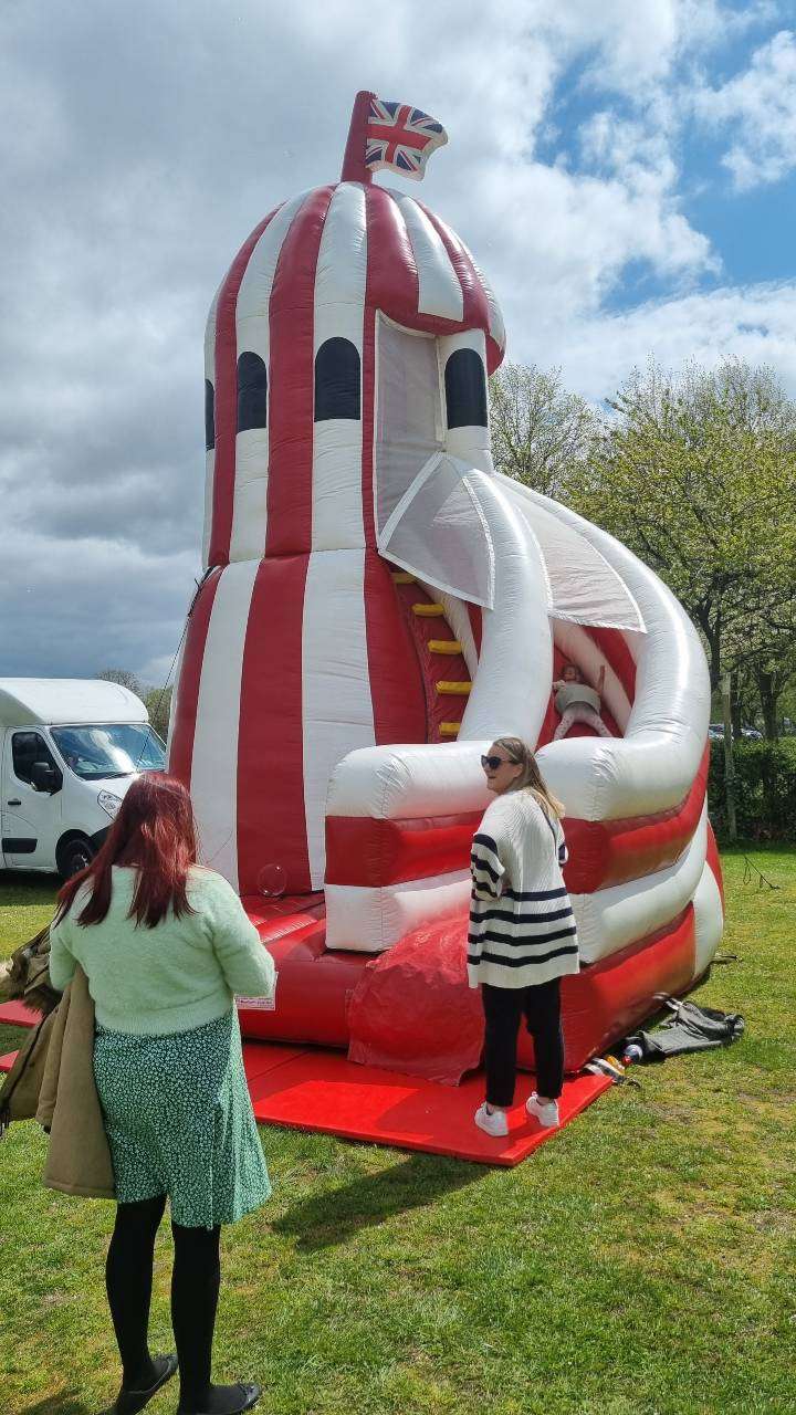 Children climbing the inflatable wall