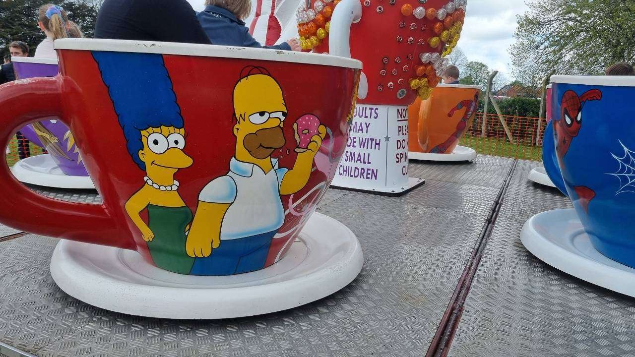 Close-up view of tea cups ride Essex